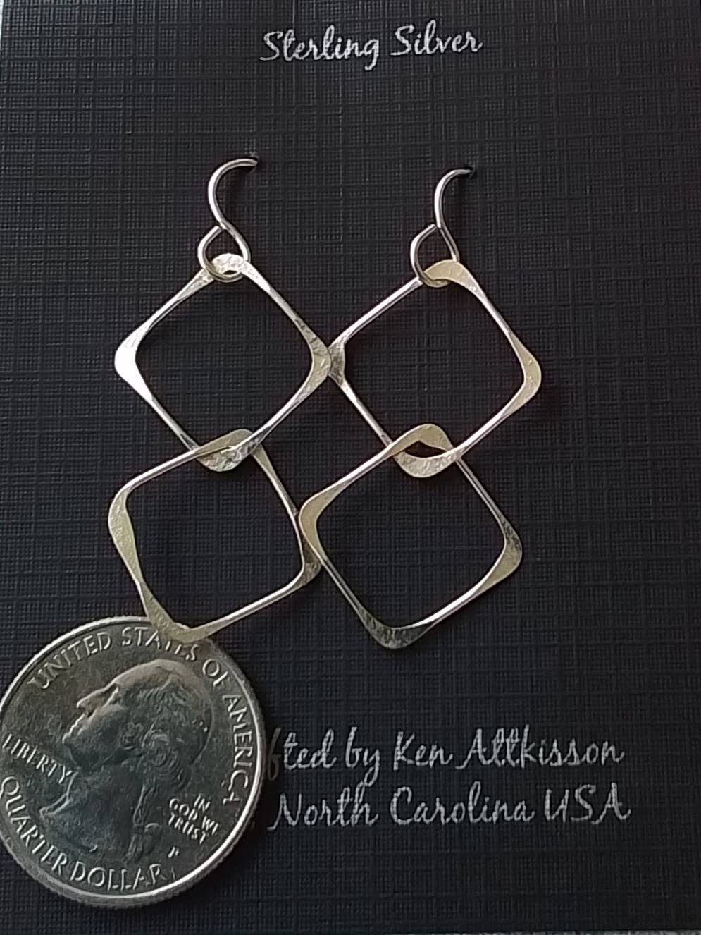 Sterling Silver Earrings, 2 Small Squares