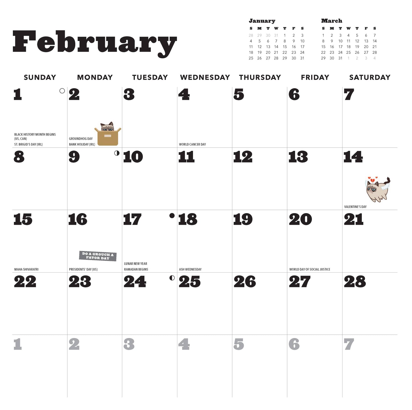 Grumpy Cat 2026 Wall Calendar