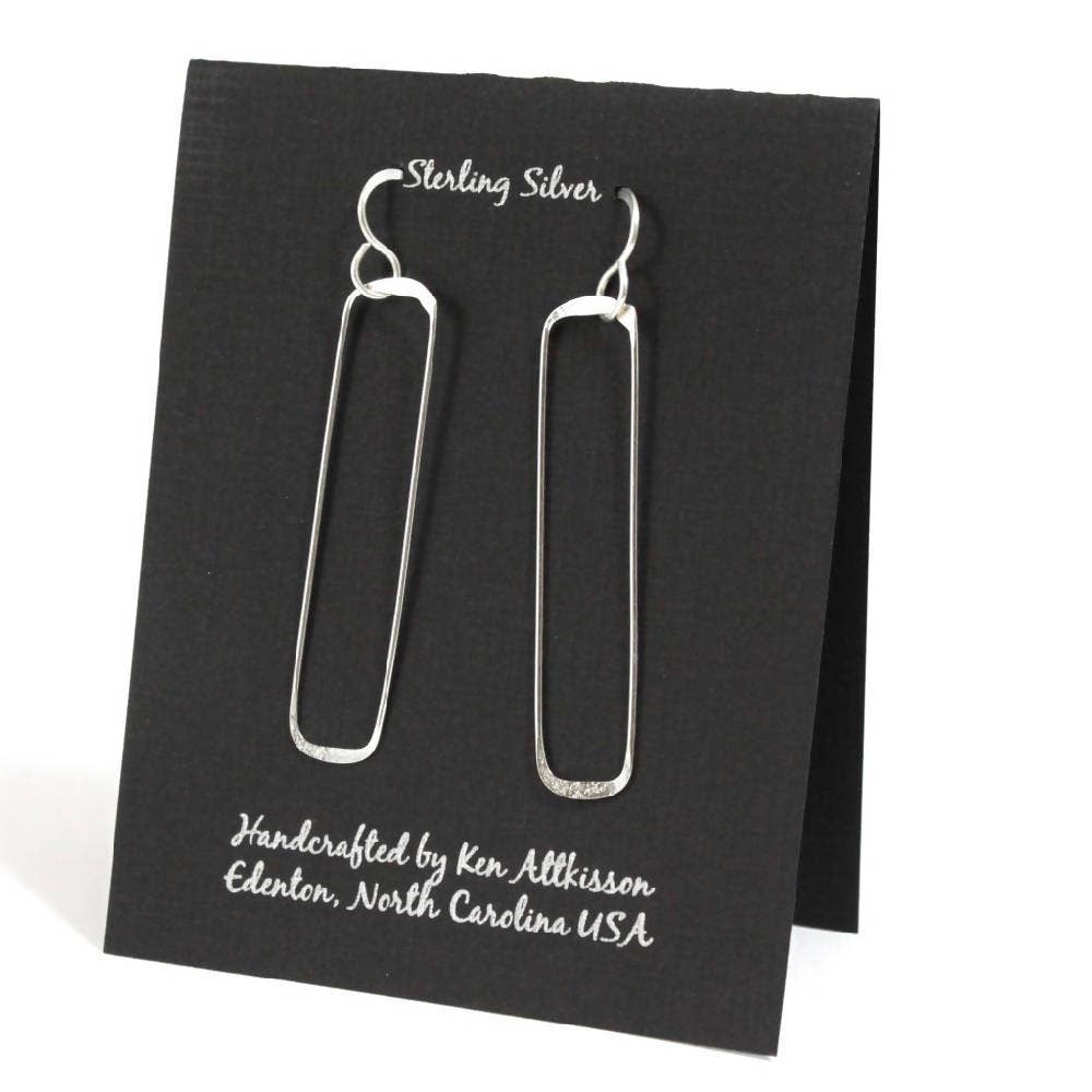Sterling Silver Earrings, Skinny Rectangle