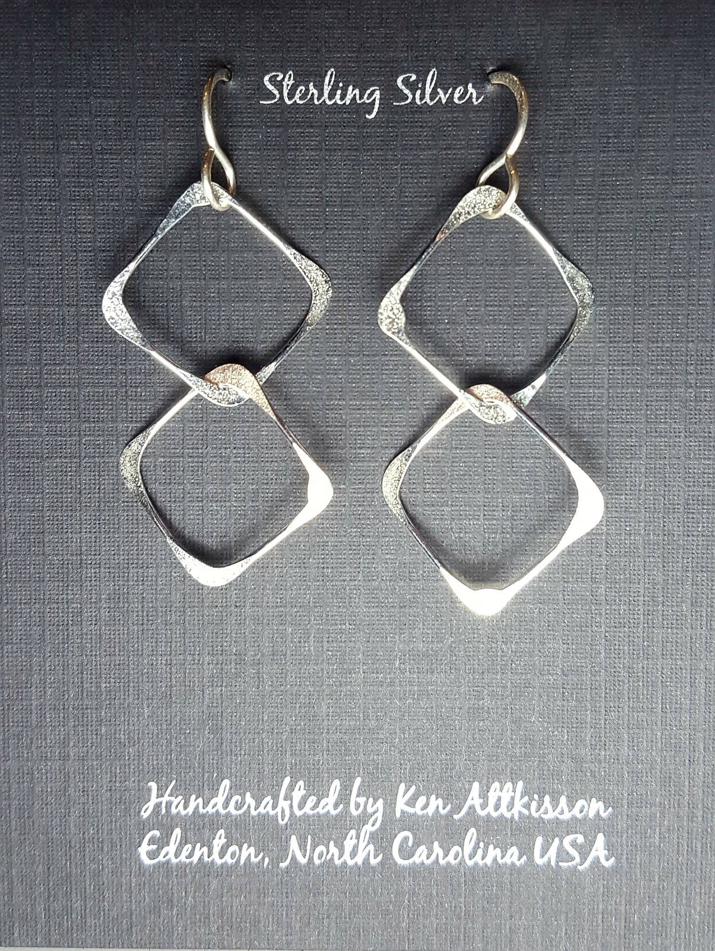Sterling Silver Earrings, 2 Small Squares