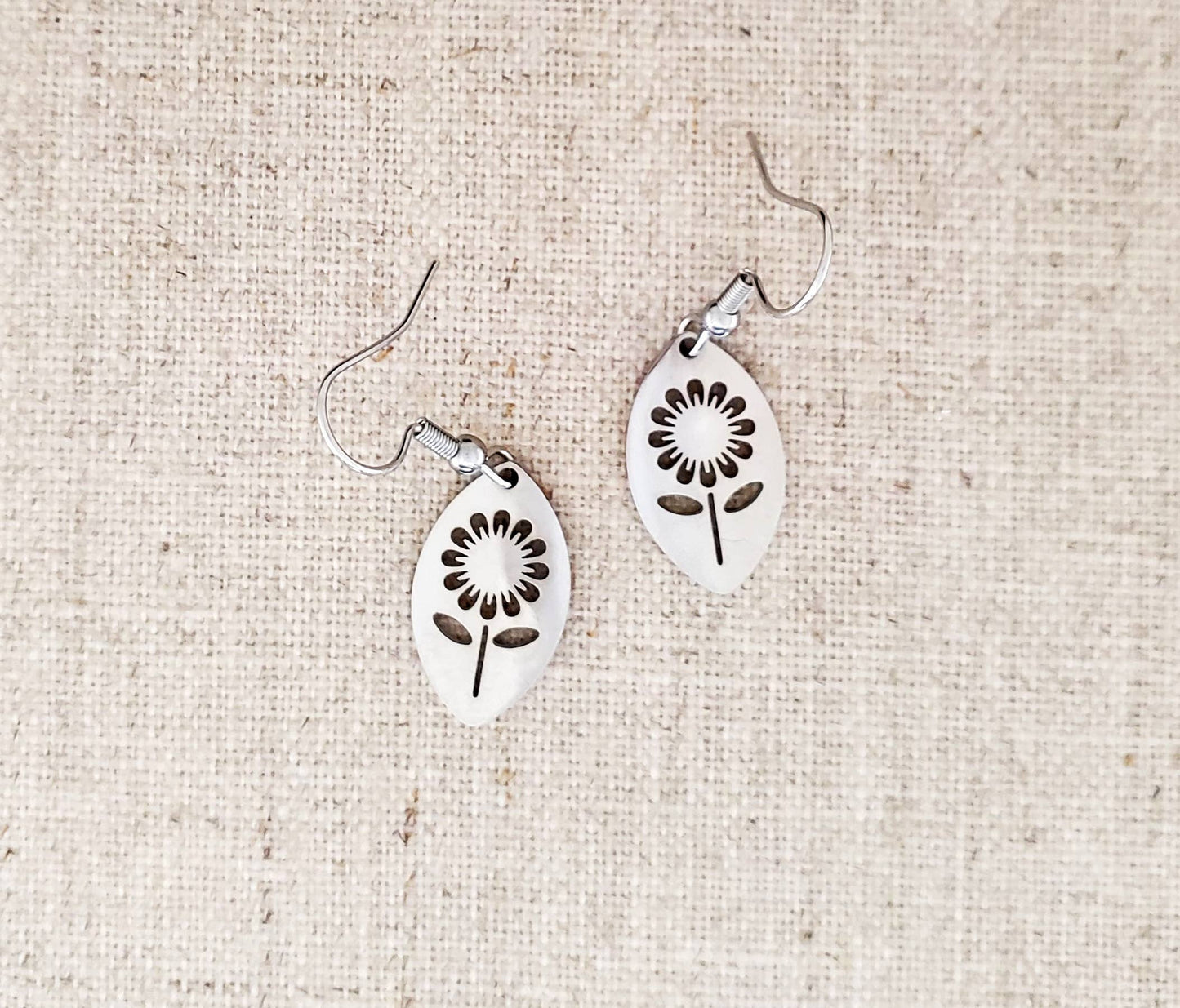 Stainless Steel Marquis Daisy Earrings