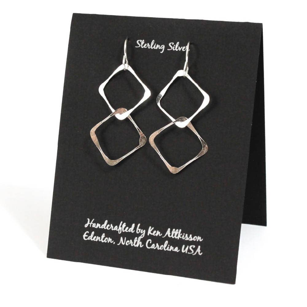 Sterling Silver Earrings, 2 Small Squares