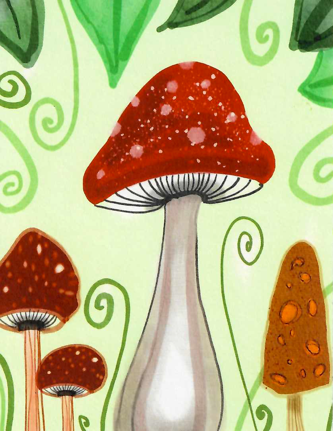 Mushrooms and Fiddleheads Note Card