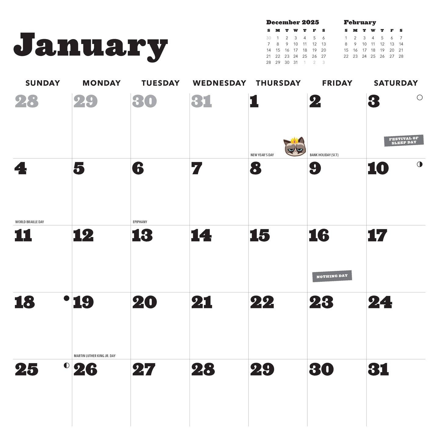 Grumpy Cat 2026 Wall Calendar