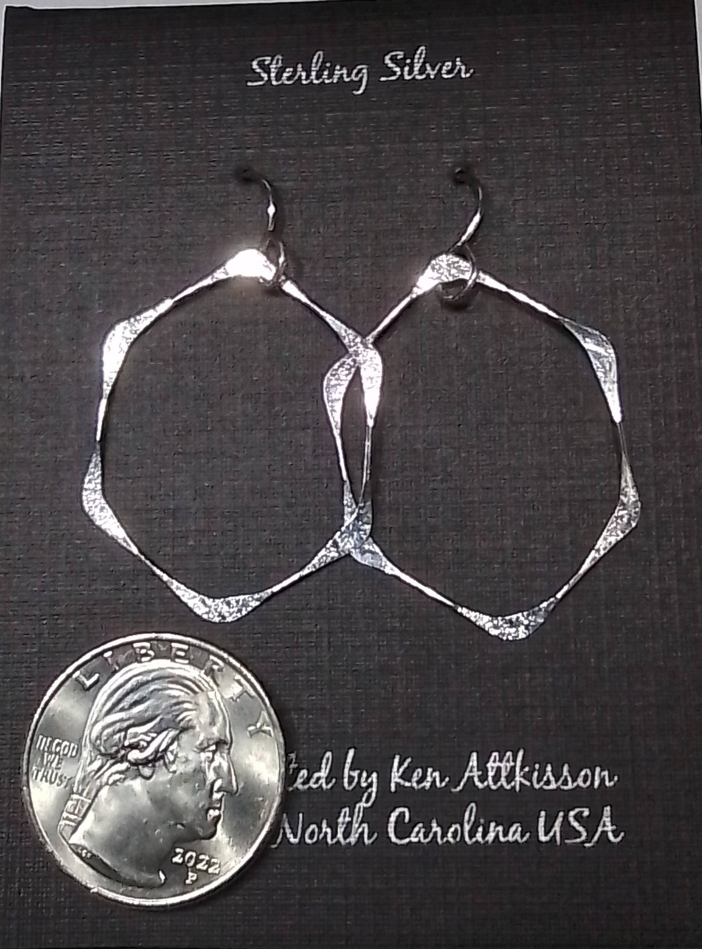 Sterling Silver Medium Hexagon Earrings
