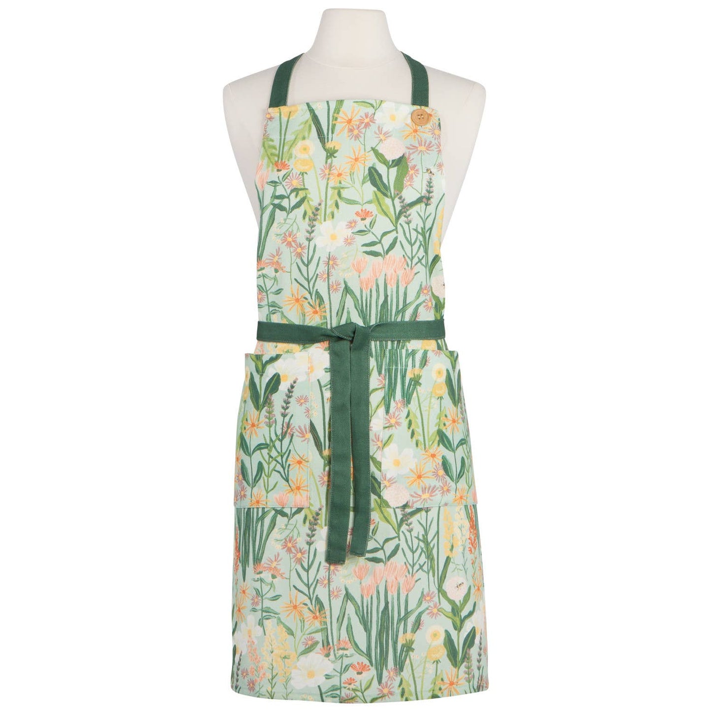 Bees & Blooms Apron, Spruce