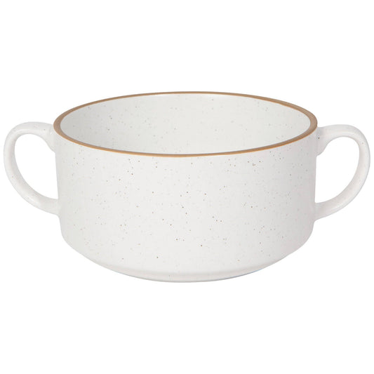 White Double-Handle Soup Bowl
