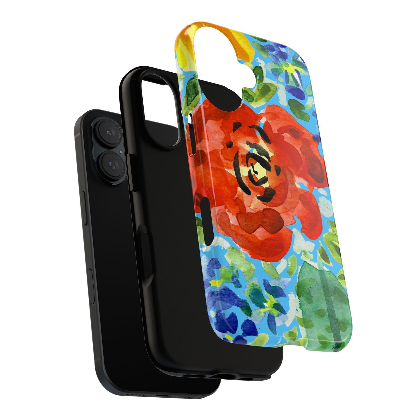 Vibrant Floral Phone Case - Tough Cases with Colorful Rose Design