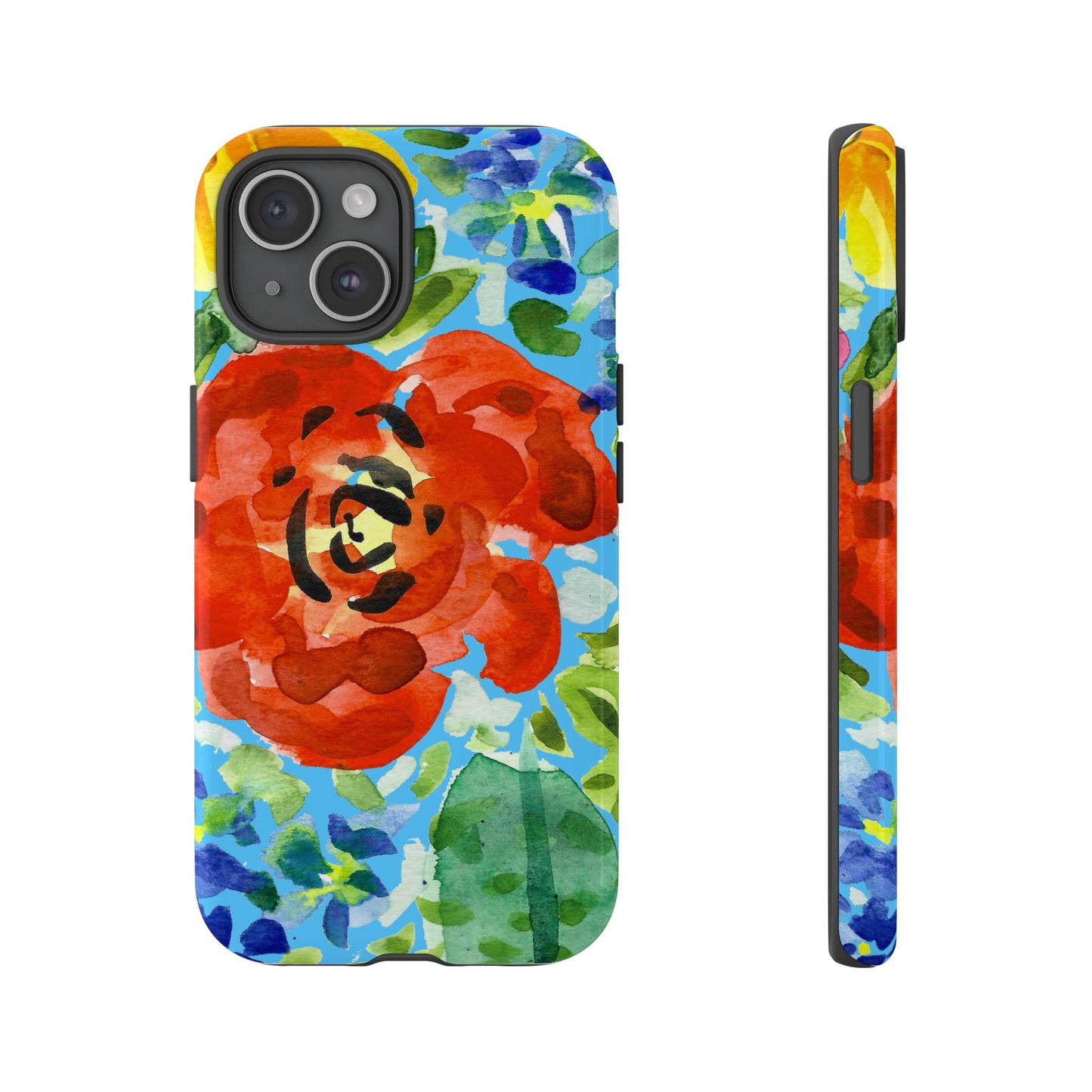 Vibrant Floral Phone Case - Tough Cases with Colorful Rose Design