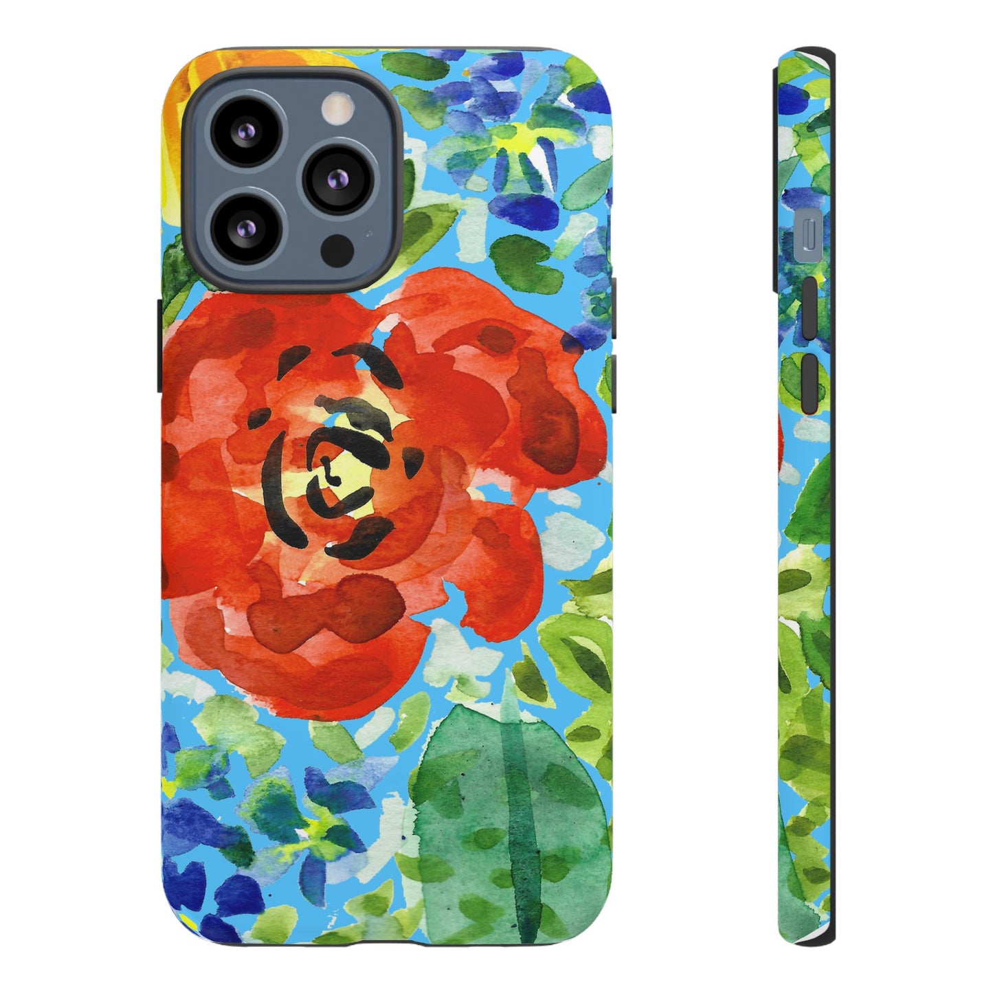 Vibrant Floral Phone Case - Tough Cases with Colorful Rose Design