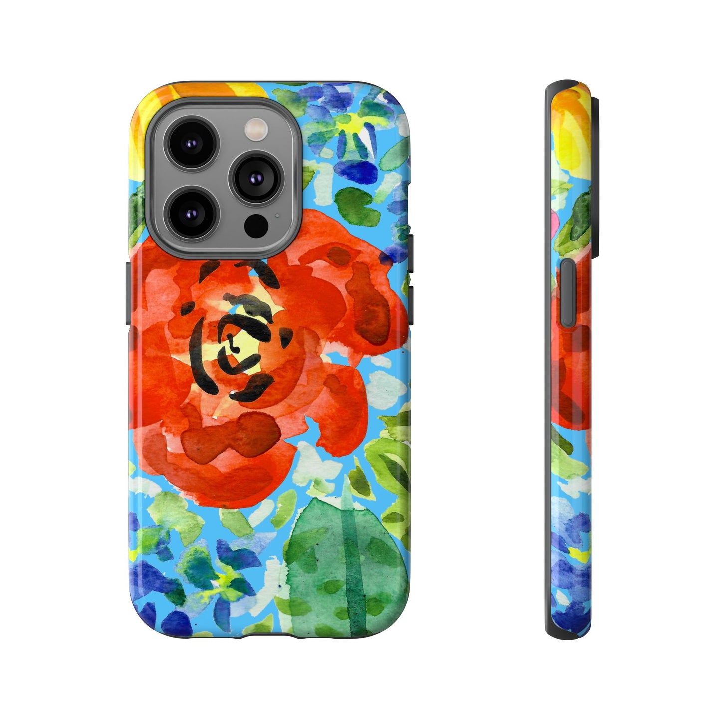 Vibrant Floral Phone Case - Tough Cases with Colorful Rose Design