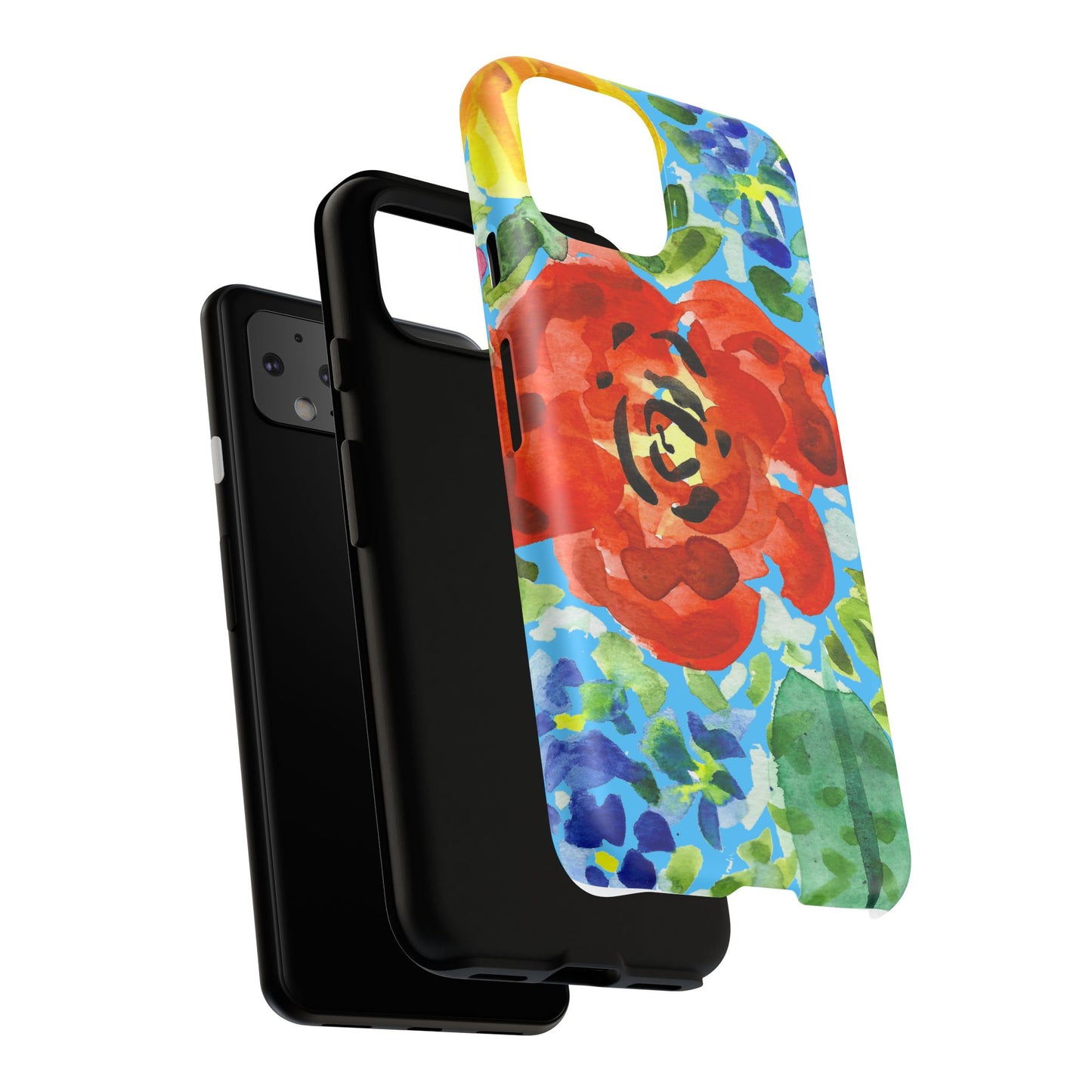 Vibrant Floral Phone Case - Tough Cases with Colorful Rose Design