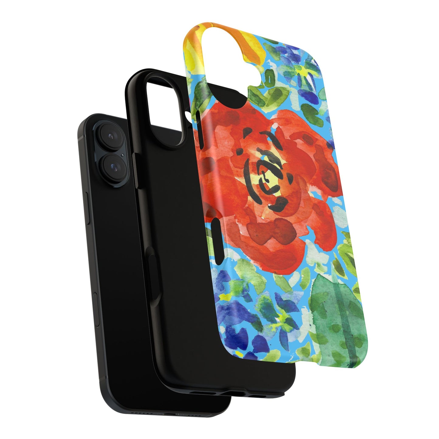 Vibrant Floral Phone Case - Tough Cases with Colorful Rose Design