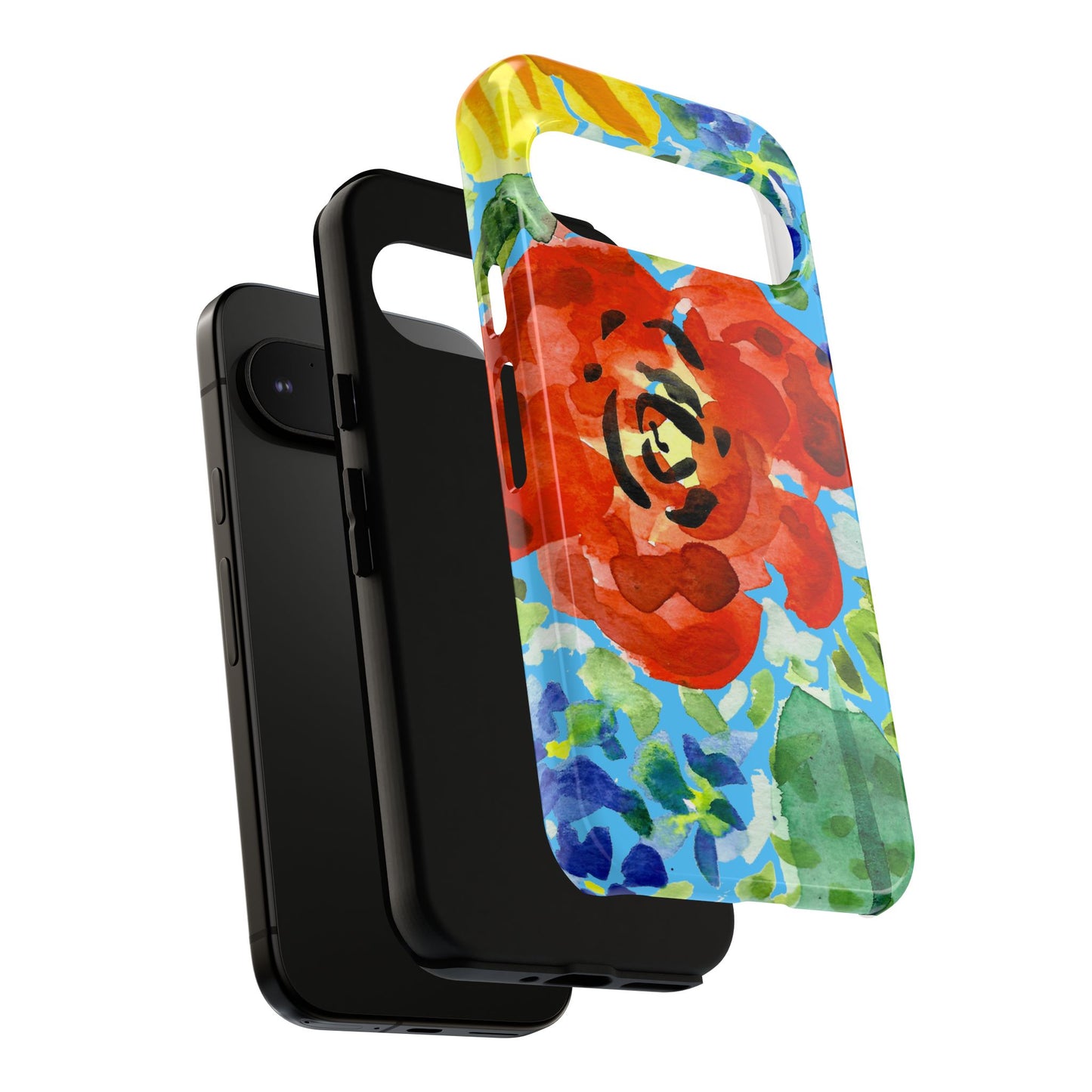 Vibrant Floral Phone Case - Tough Cases with Colorful Rose Design