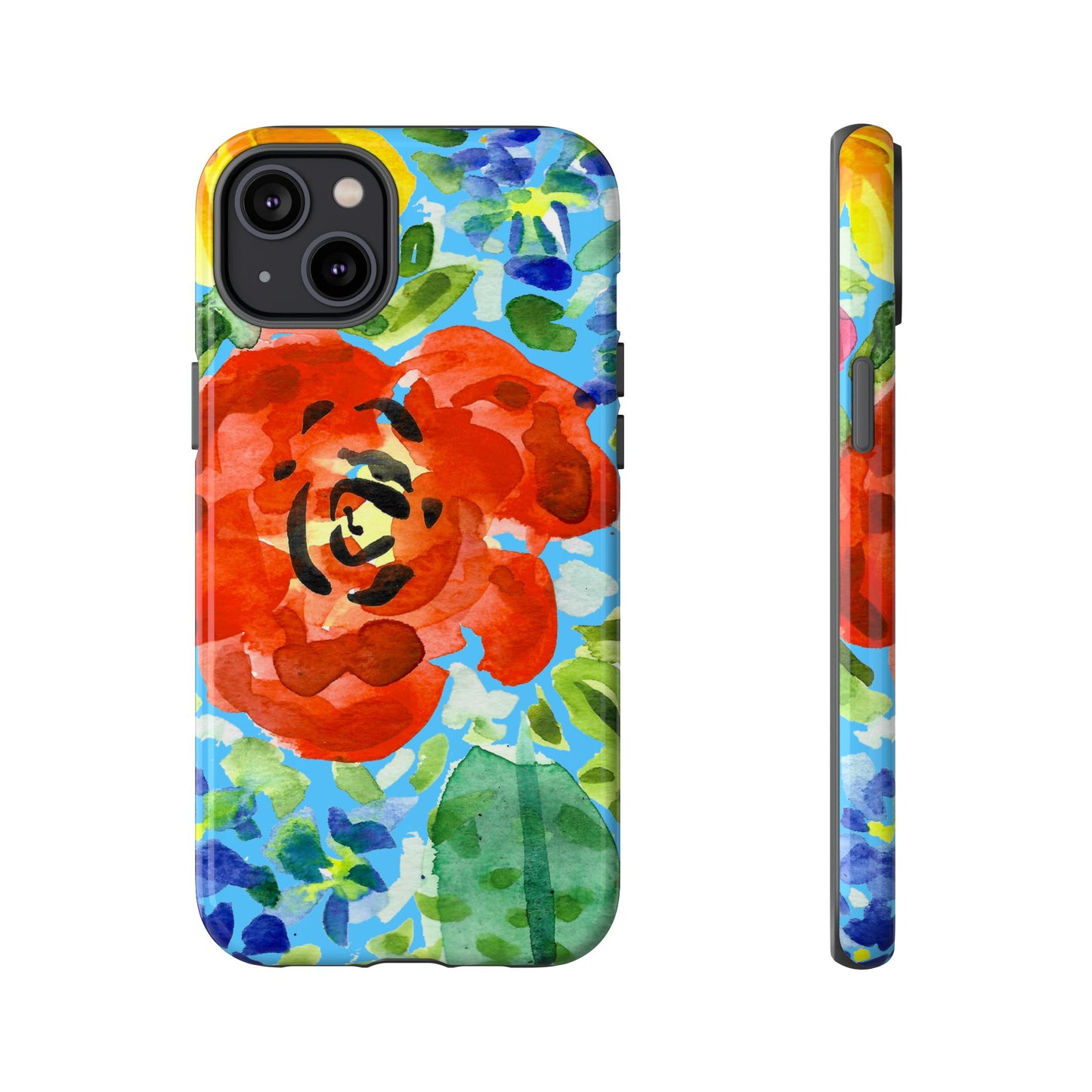 Vibrant Floral Phone Case - Tough Cases with Colorful Rose Design