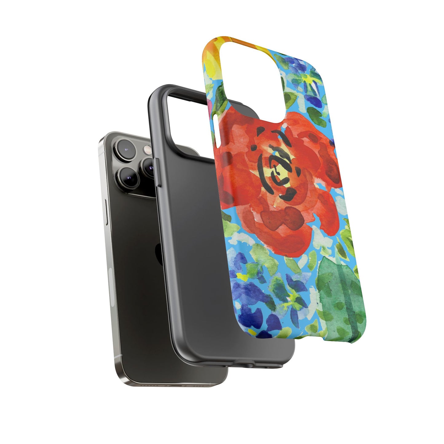 Vibrant Floral Phone Case - Tough Cases with Colorful Rose Design