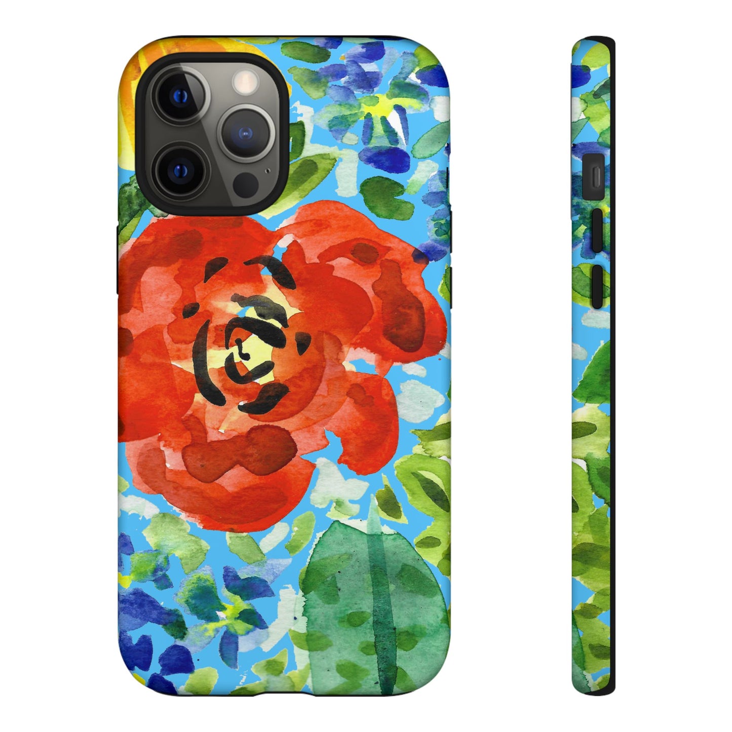 Vibrant Floral Phone Case - Tough Cases with Colorful Rose Design