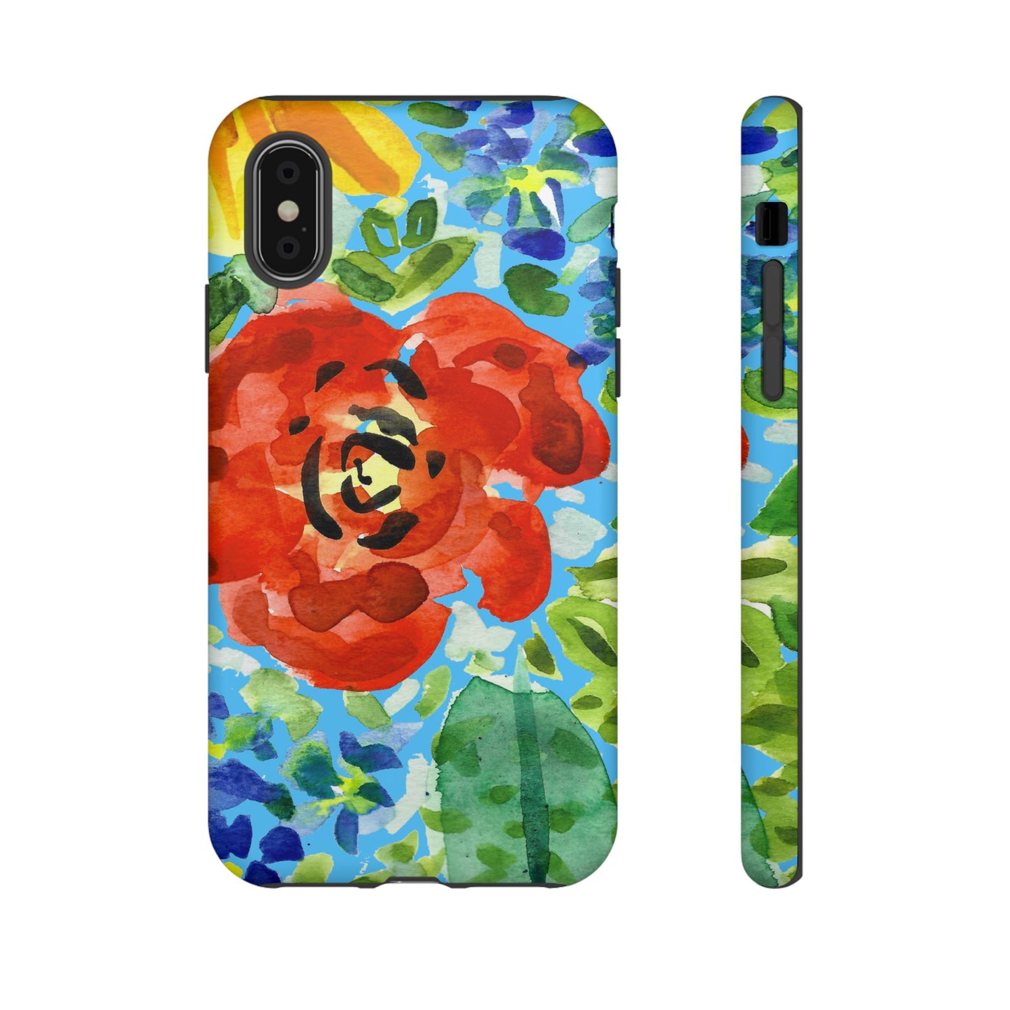 Vibrant Floral Phone Case - Tough Cases with Colorful Rose Design