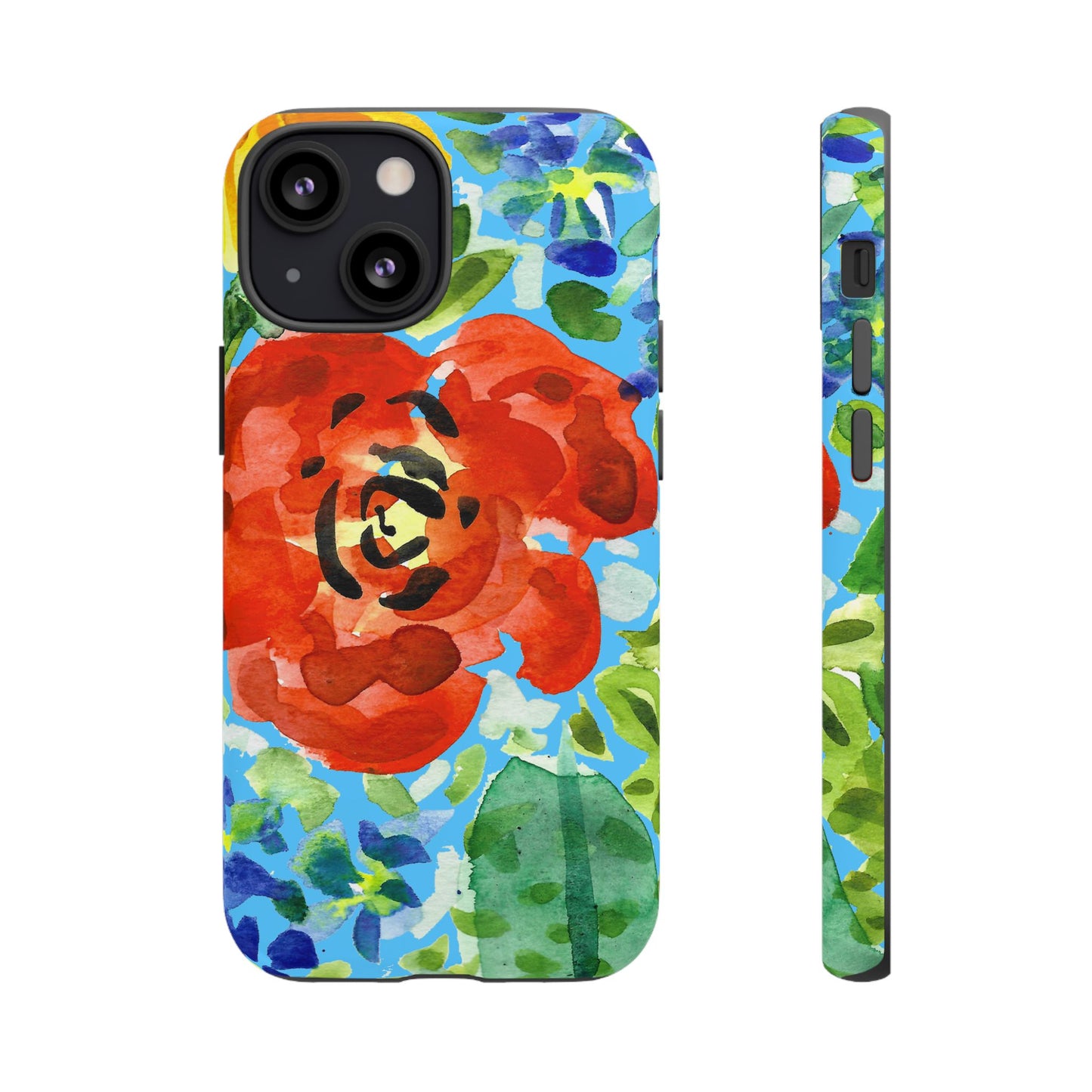 Vibrant Floral Phone Case - Tough Cases with Colorful Rose Design