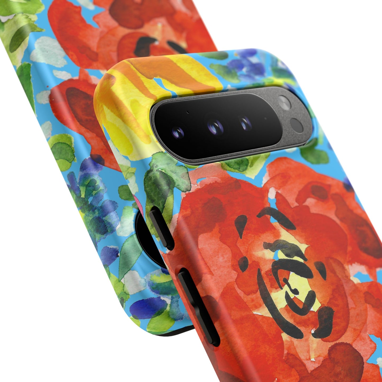 Vibrant Floral Phone Case - Tough Cases with Colorful Rose Design