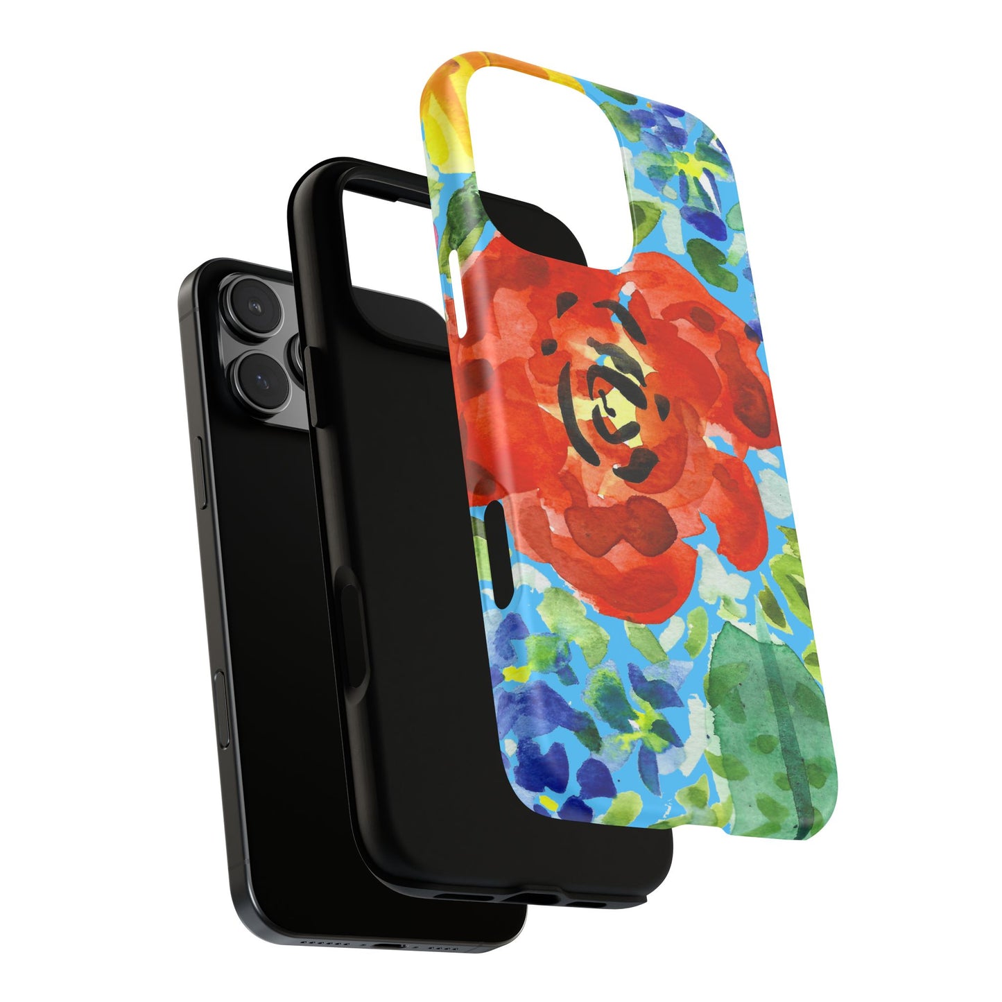 Vibrant Floral Phone Case - Tough Cases with Colorful Rose Design