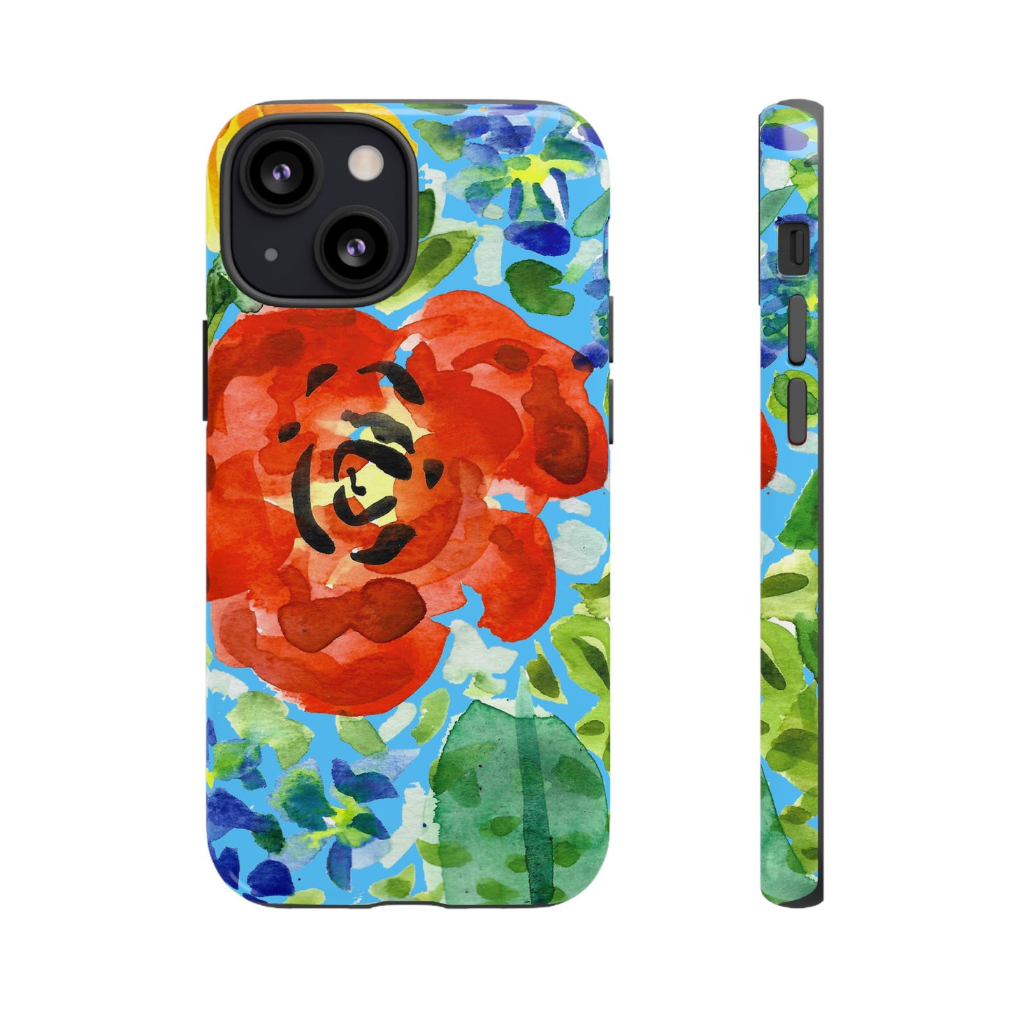 Vibrant Floral Phone Case - Tough Cases with Colorful Rose Design