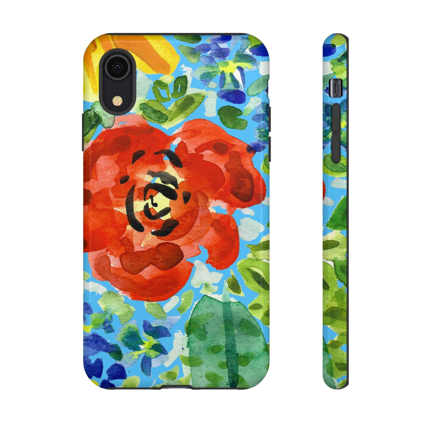 Vibrant Floral Phone Case - Tough Cases with Colorful Rose Design