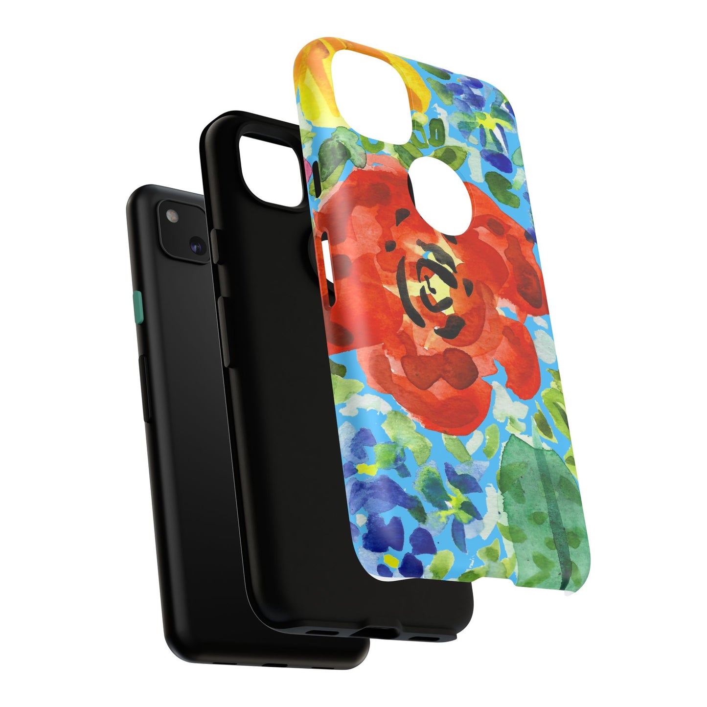 Vibrant Floral Phone Case - Tough Cases with Colorful Rose Design
