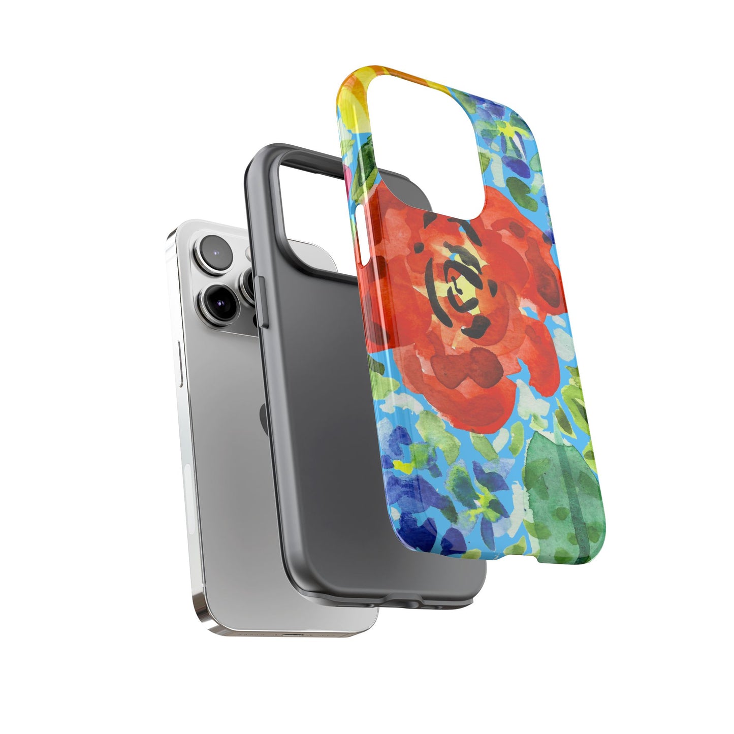 Vibrant Floral Phone Case - Tough Cases with Colorful Rose Design