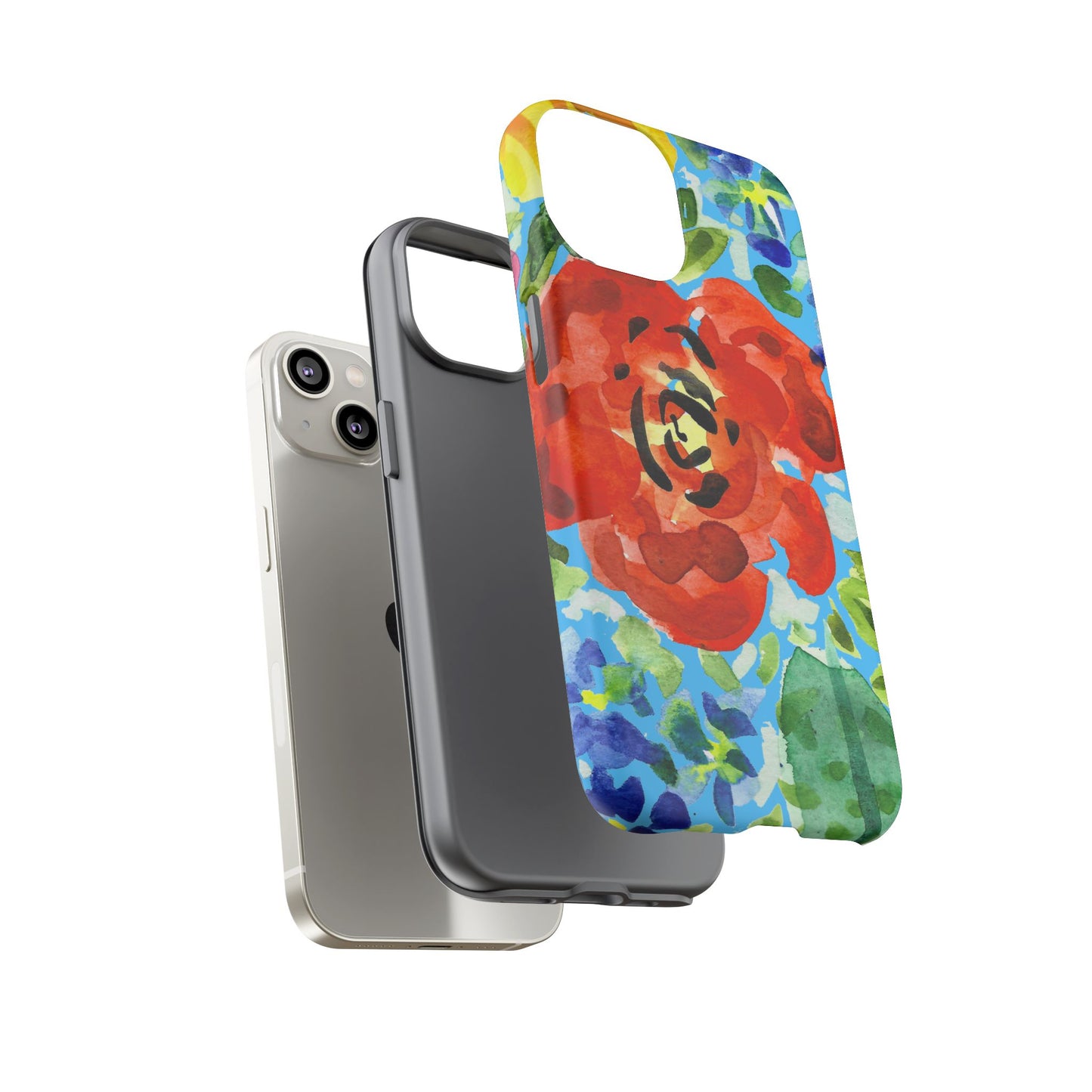 Vibrant Floral Phone Case - Tough Cases with Colorful Rose Design