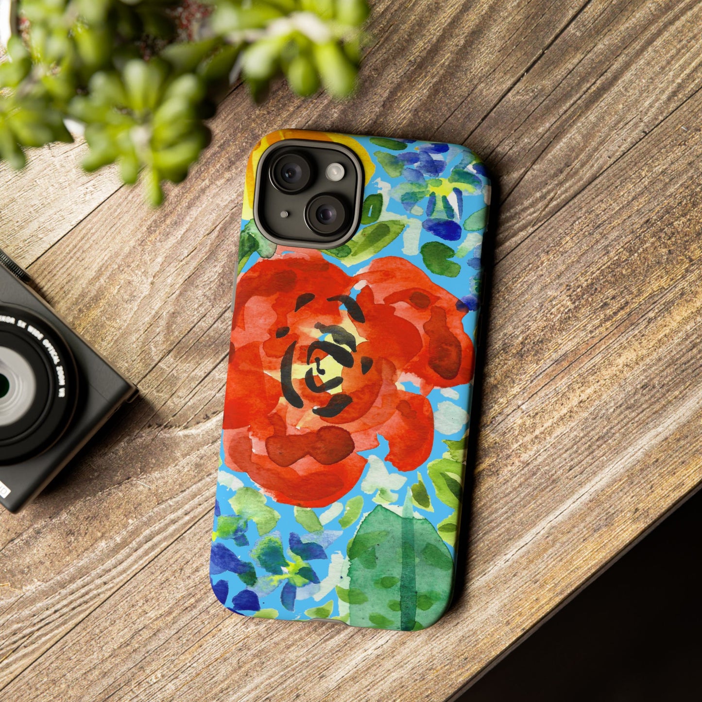 Vibrant Floral Phone Case - Tough Cases with Colorful Rose Design
