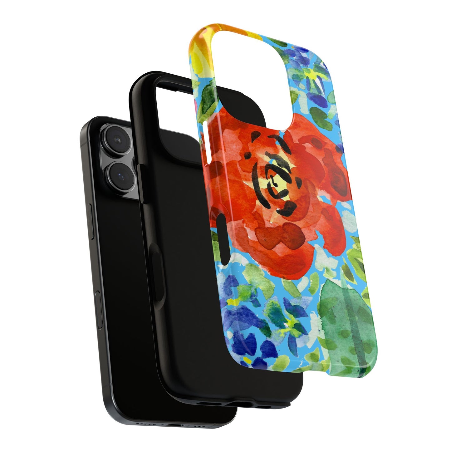 Vibrant Floral Phone Case - Tough Cases with Colorful Rose Design