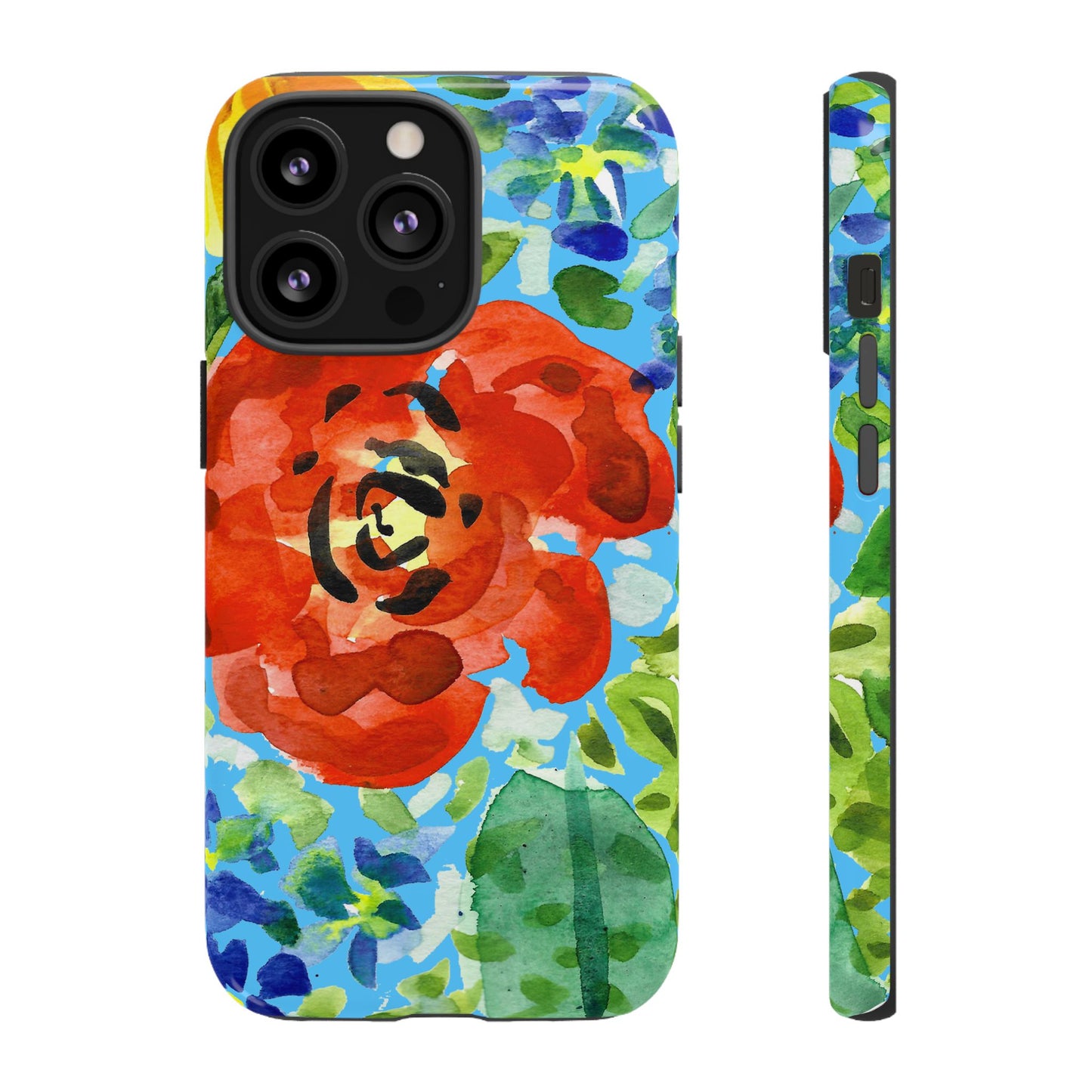 Vibrant Floral Phone Case - Tough Cases with Colorful Rose Design