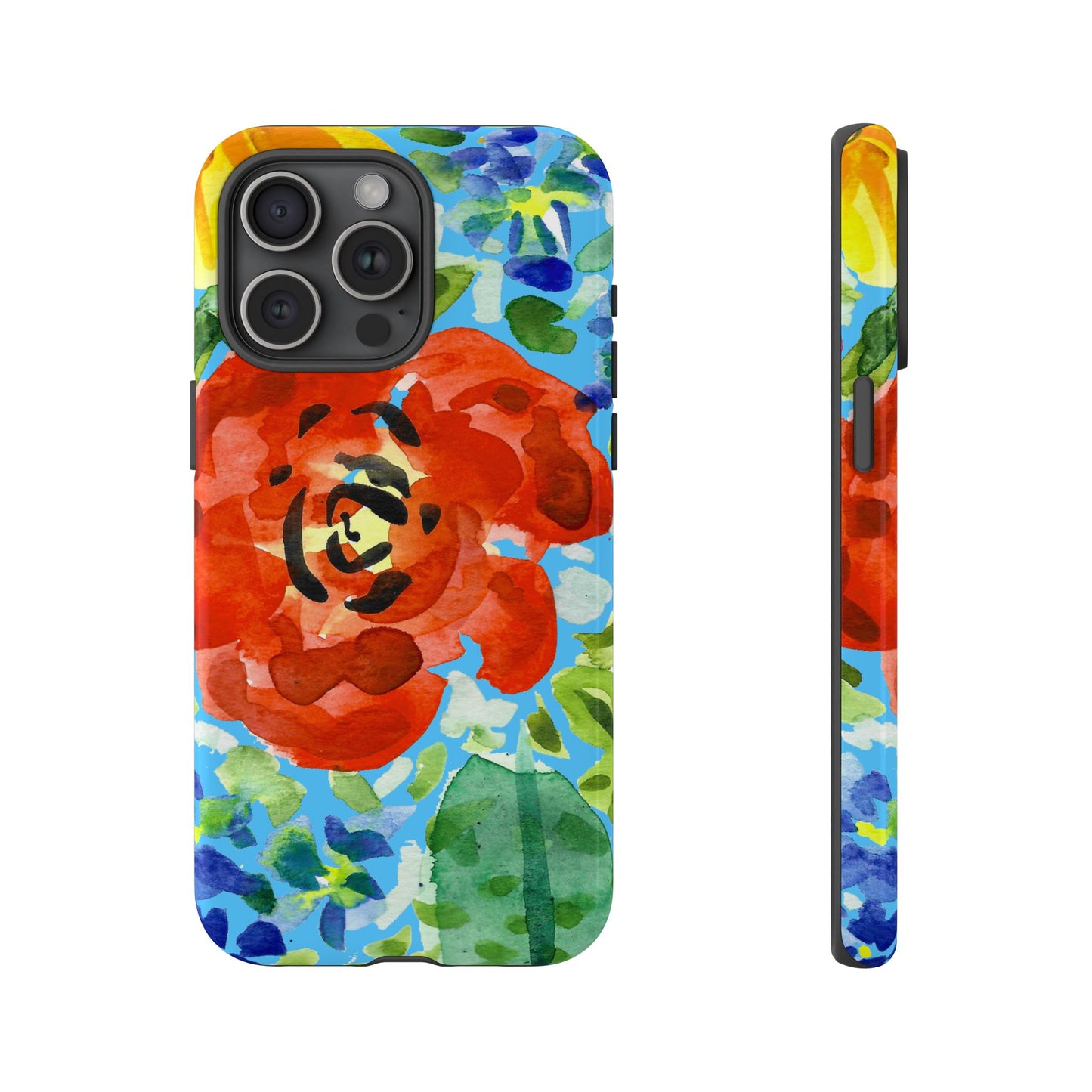 Vibrant Floral Phone Case - Tough Cases with Colorful Rose Design