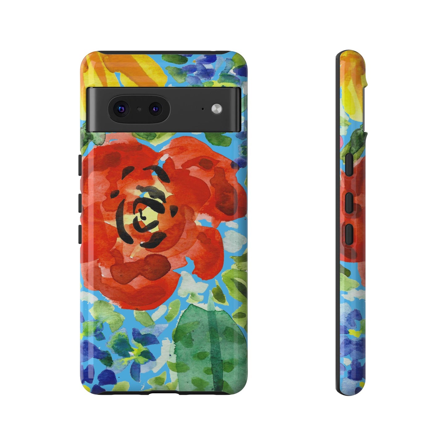 Vibrant Floral Phone Case - Tough Cases with Colorful Rose Design