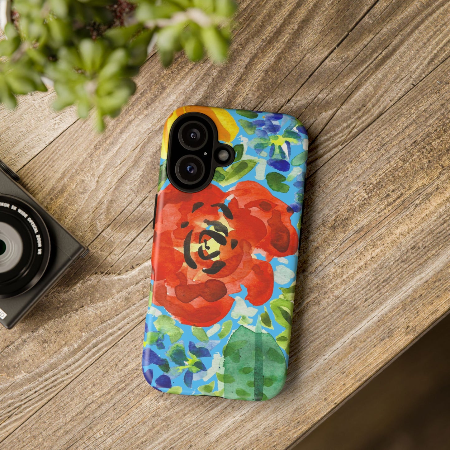Vibrant Floral Phone Case - Tough Cases with Colorful Rose Design