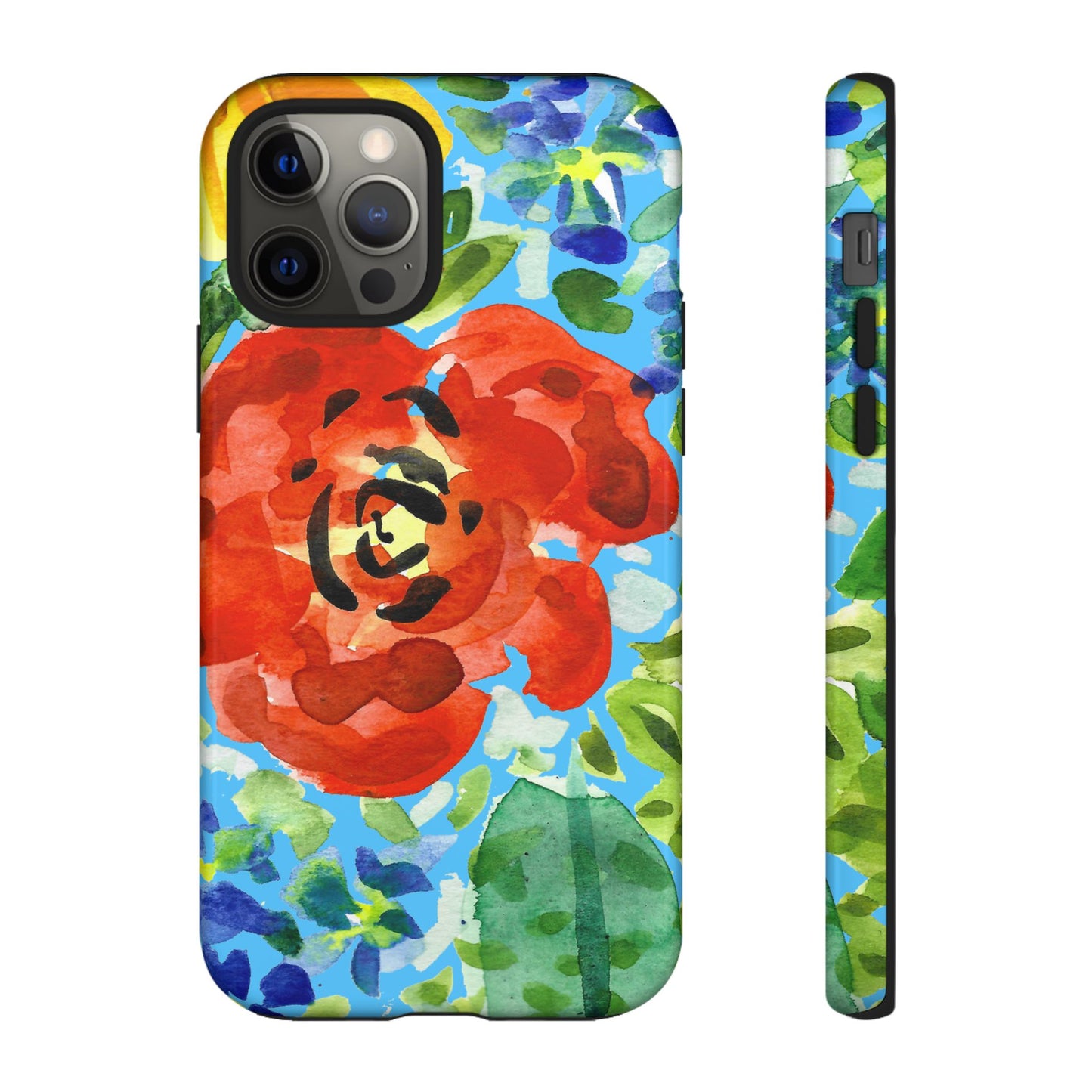 Vibrant Floral Phone Case - Tough Cases with Colorful Rose Design