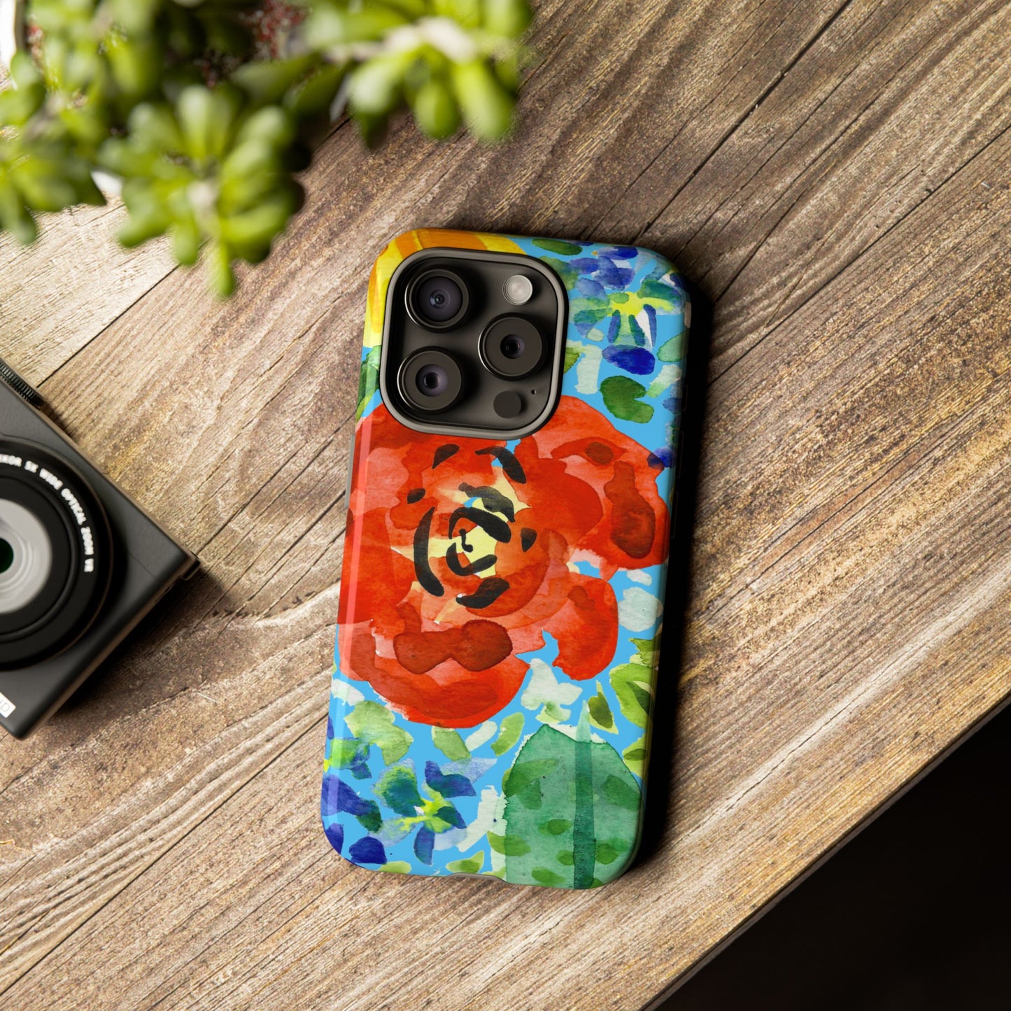 Vibrant Floral Phone Case - Tough Cases with Colorful Rose Design
