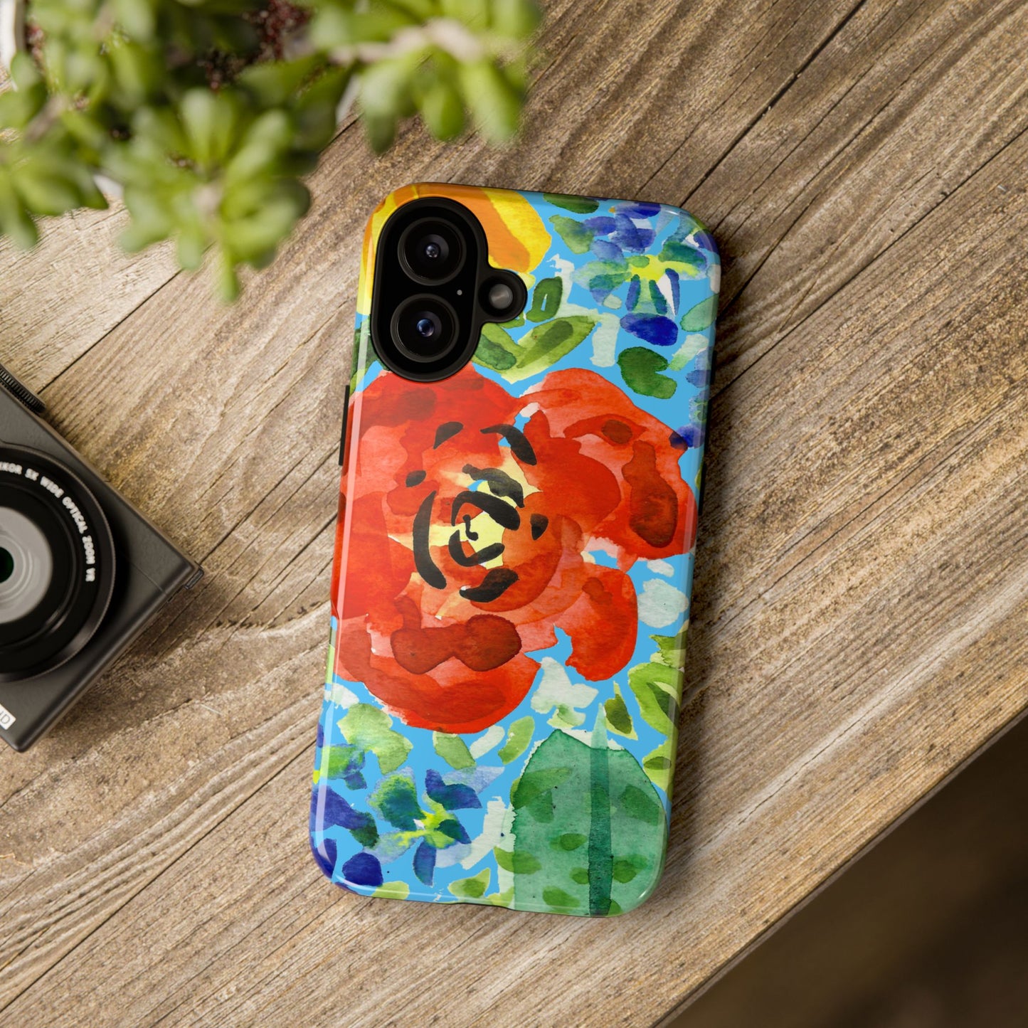 Vibrant Floral Phone Case - Tough Cases with Colorful Rose Design