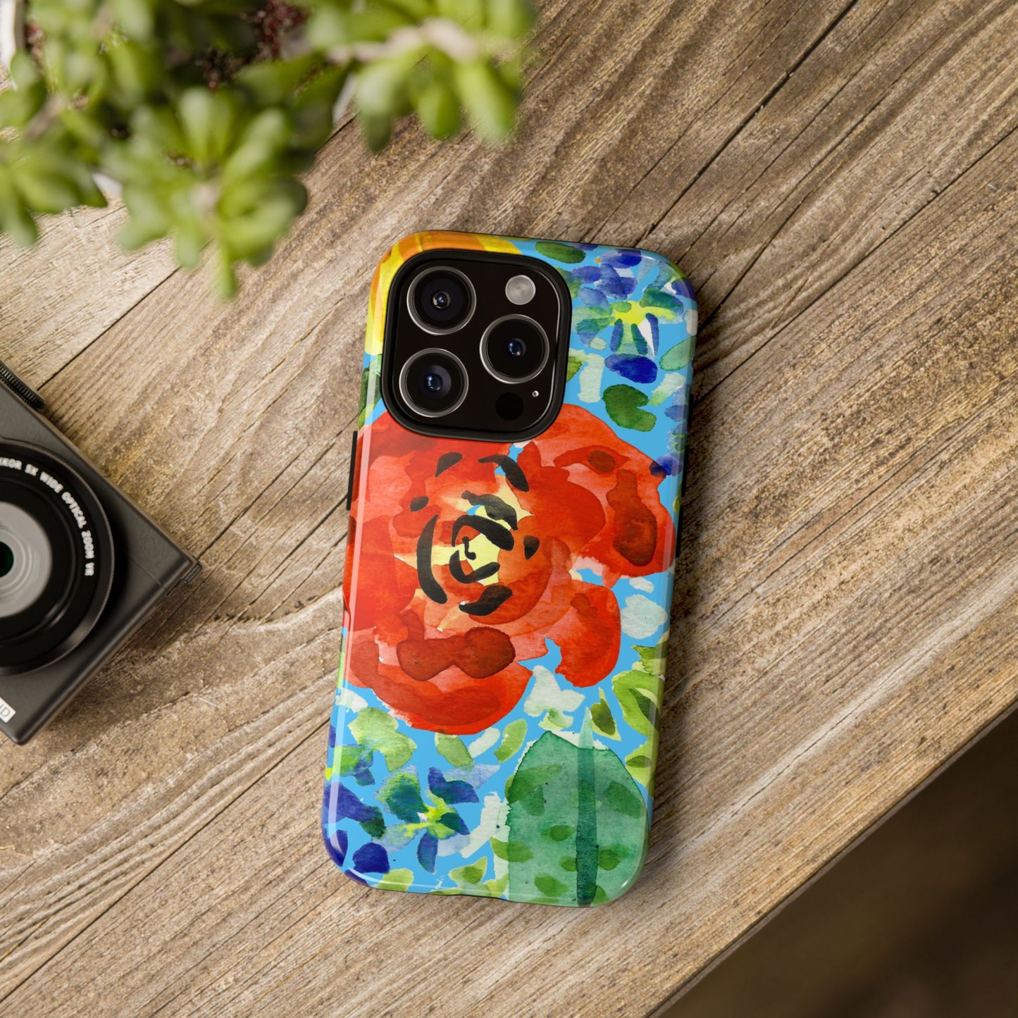 Vibrant Floral Phone Case - Tough Cases with Colorful Rose Design
