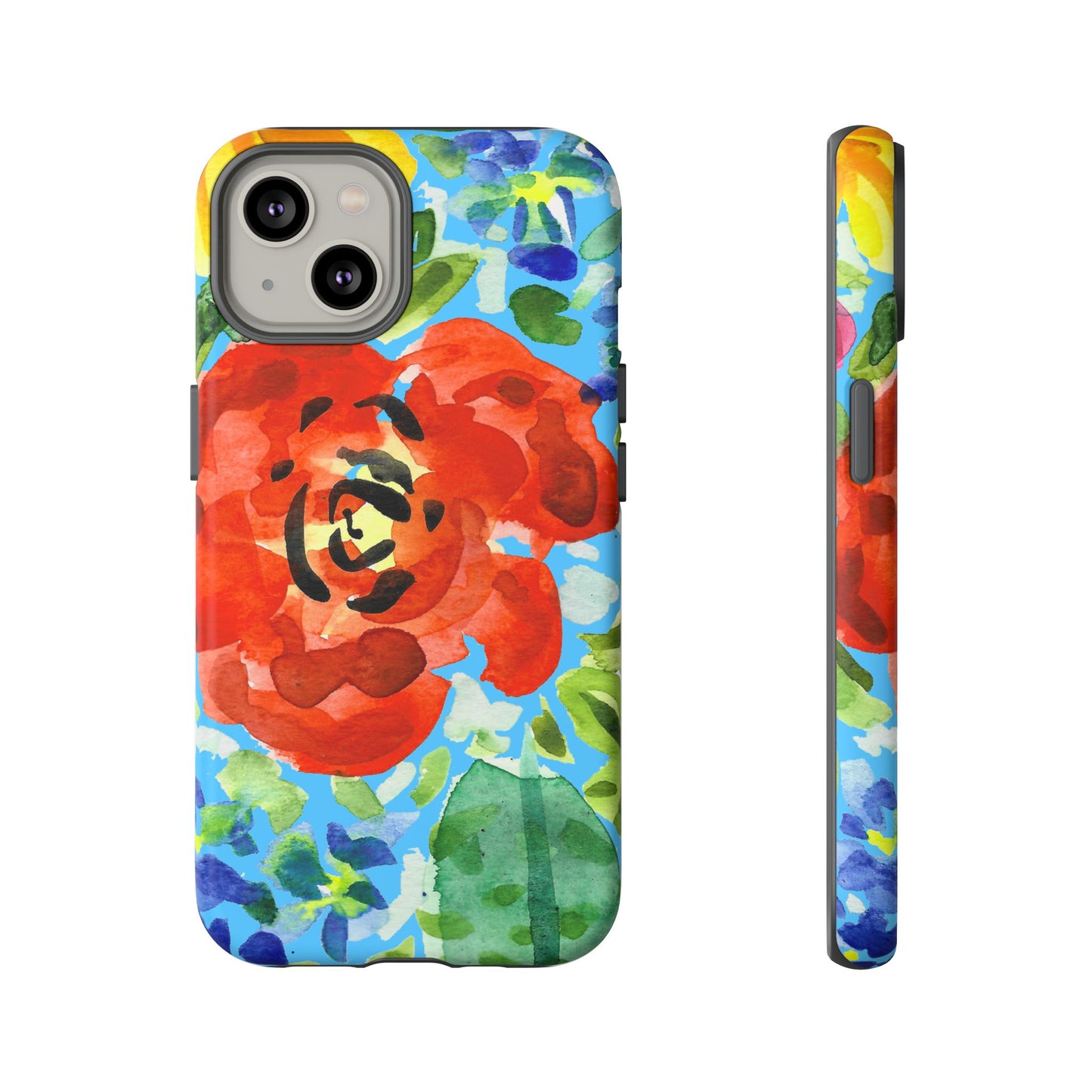 Vibrant Floral Phone Case - Tough Cases with Colorful Rose Design