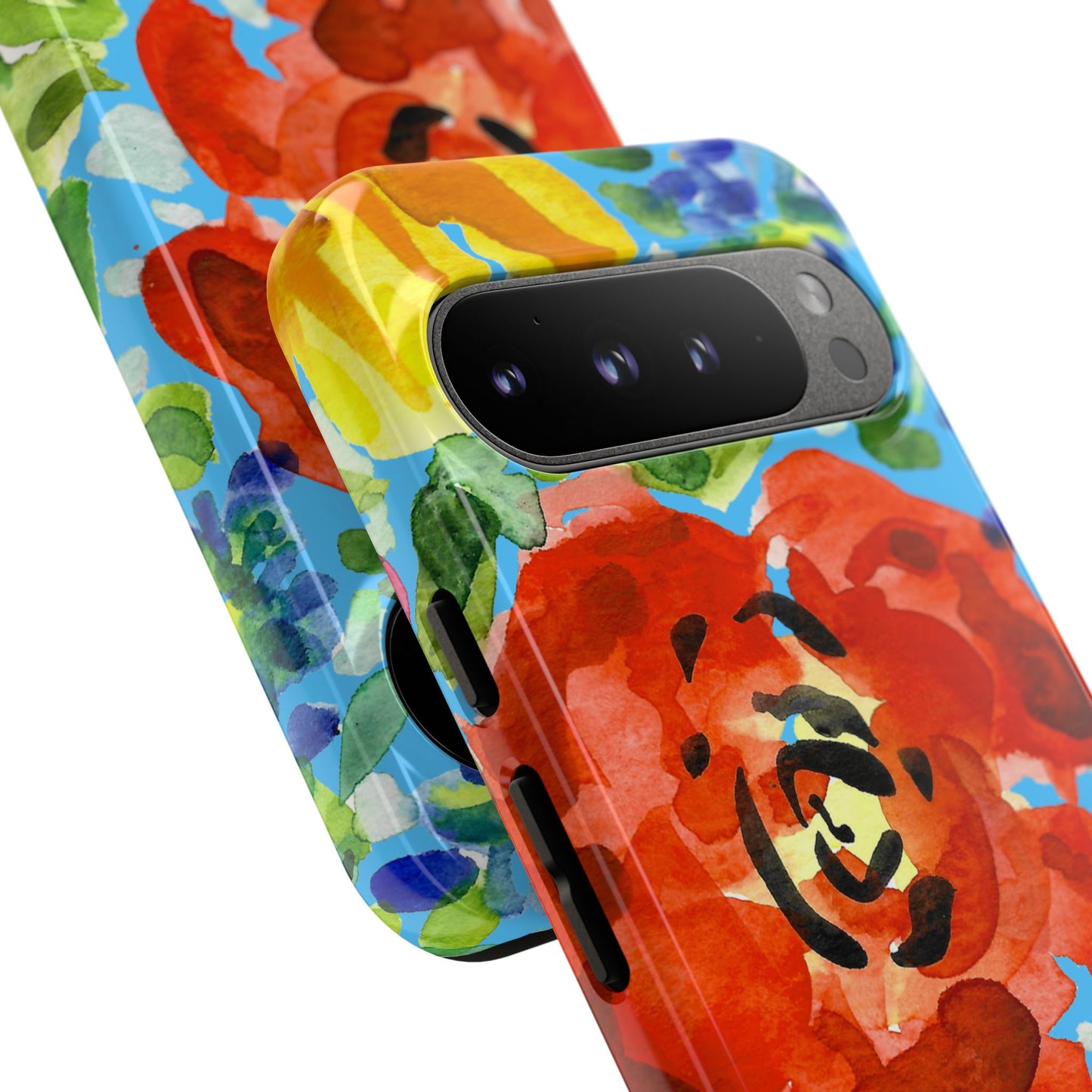 Vibrant Floral Phone Case - Tough Cases with Colorful Rose Design