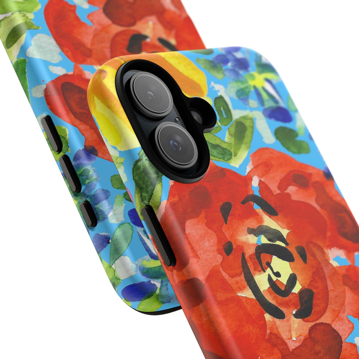 Vibrant Floral Phone Case - Tough Cases with Colorful Rose Design