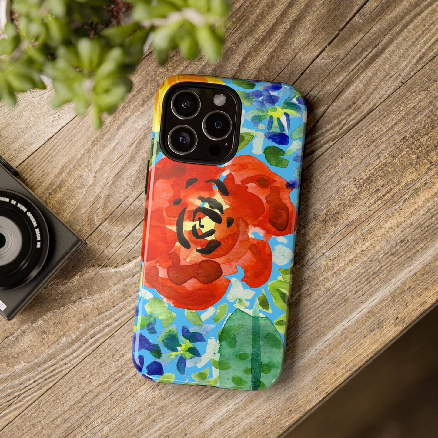 Vibrant Floral Phone Case - Tough Cases with Colorful Rose Design
