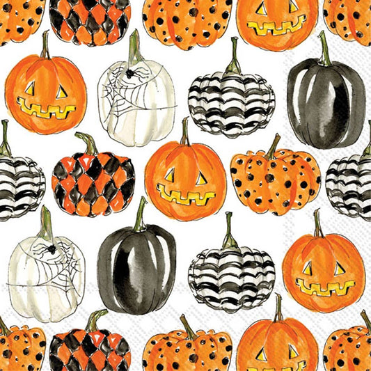Halloween Paper Cocktail Napkins with Pumpkin Pattern