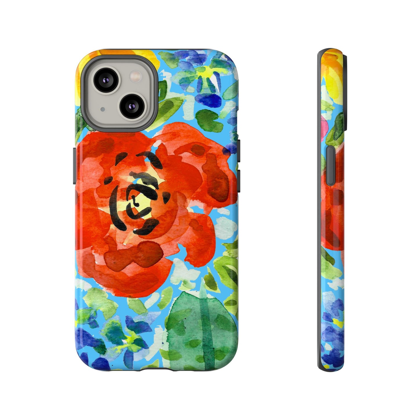 Vibrant Floral Phone Case - Tough Cases with Colorful Rose Design
