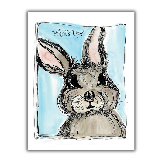 What's Up? Watercolor Note Card with Bunny