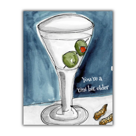 Martini with Olives Birthday Card