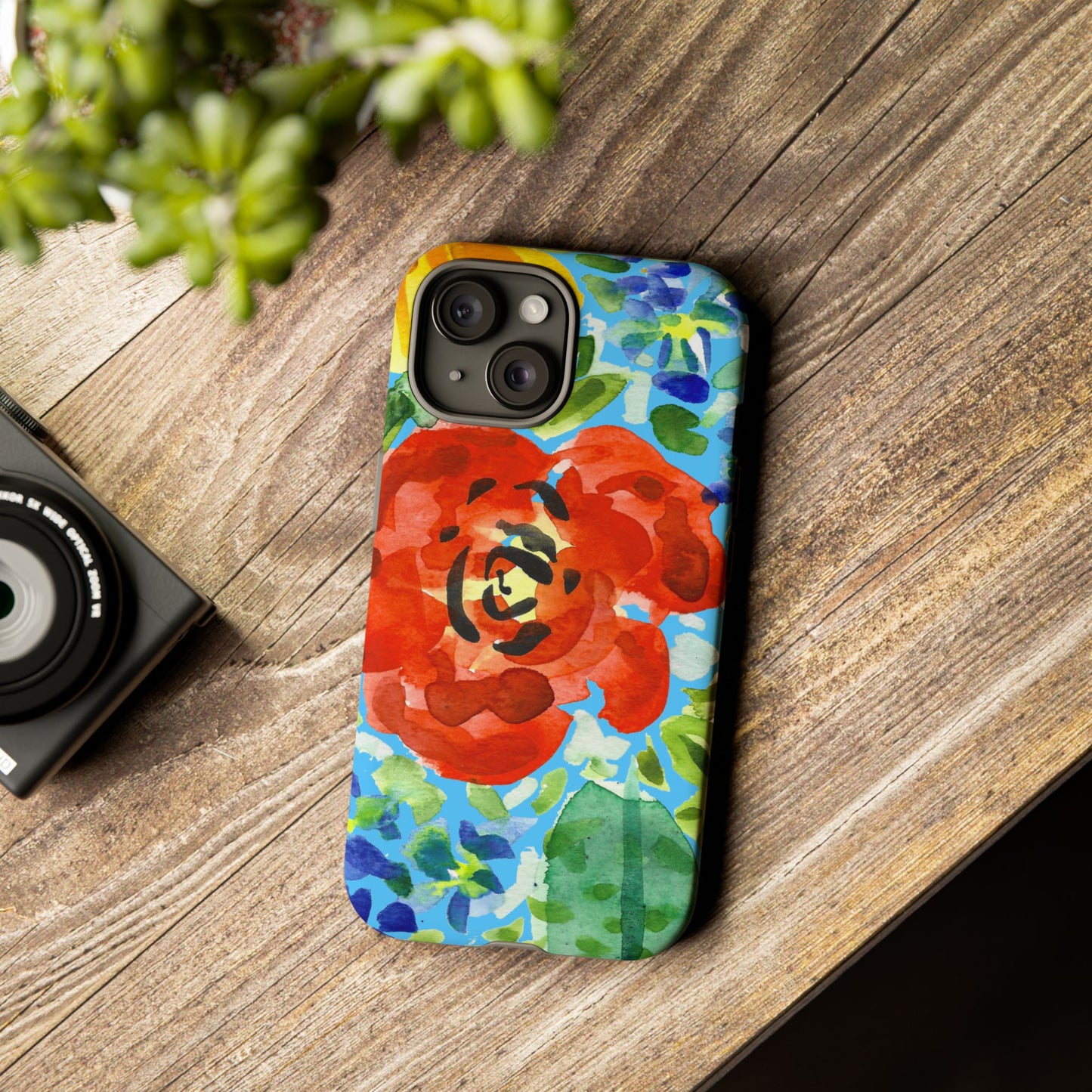 Vibrant Floral Phone Case - Tough Cases with Colorful Rose Design