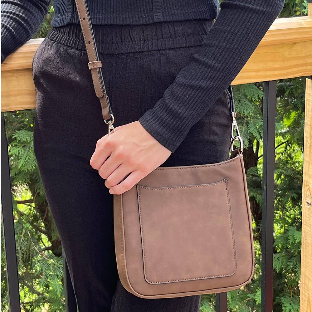 "Ashley" Suede Vegan Leather Crossbody